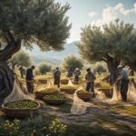 What songs are sung during the olive harvest on Crete?